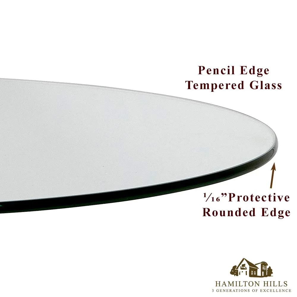 36 Inch Glass Table Top | 1/4" Thick Tempered Polished Pencil Edge | 36" No Bevel Premium