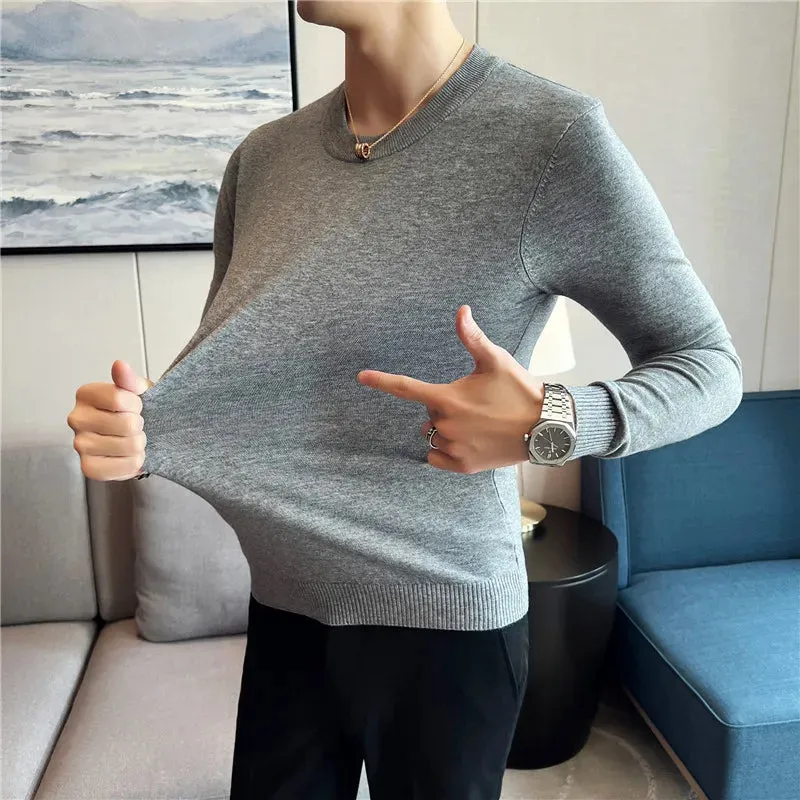 Aidase Men Basic Sweaters Solid Color O-neck Long sleeve Knitted Male Pullover Winter Fashion New Warm Sweaters for Men S-3XL