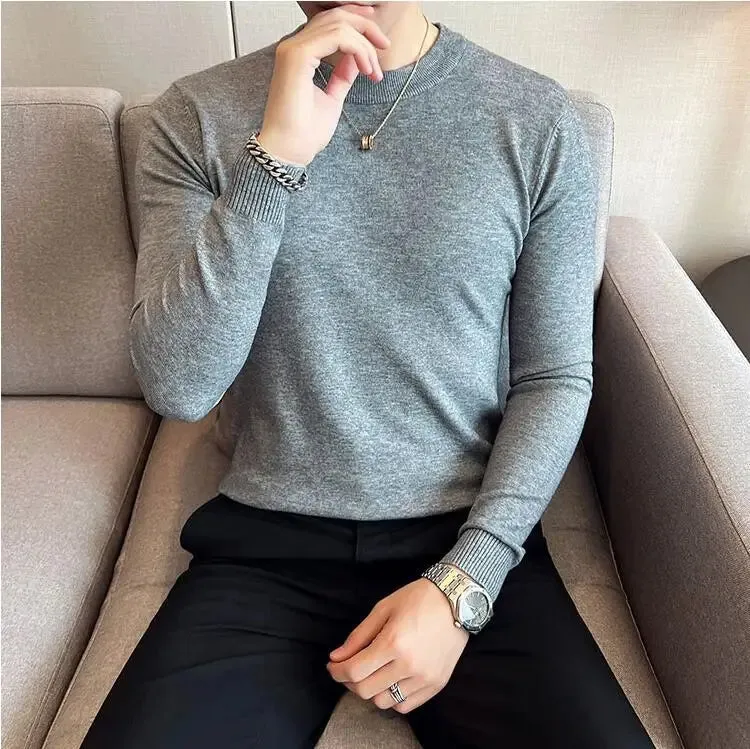 Aidase Men Basic Sweaters Solid Color O-neck Long sleeve Knitted Male Pullover Winter Fashion New Warm Sweaters for Men S-3XL