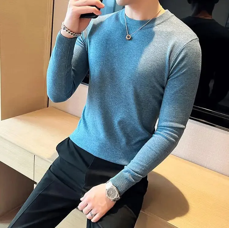 Aidase Men Basic Sweaters Solid Color O-neck Long sleeve Knitted Male Pullover Winter Fashion New Warm Sweaters for Men S-3XL