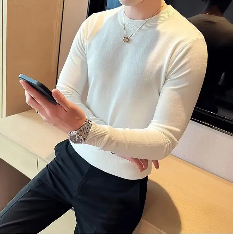 Aidase Men Basic Sweaters Solid Color O-neck Long sleeve Knitted Male Pullover Winter Fashion New Warm Sweaters for Men S-3XL