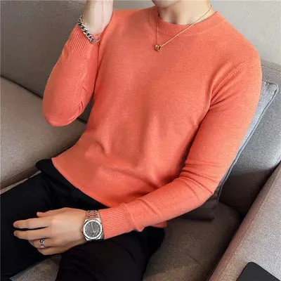 Aidase Men Basic Sweaters Solid Color O-neck Long sleeve Knitted Male Pullover Winter Fashion New Warm Sweaters for Men S-3XL