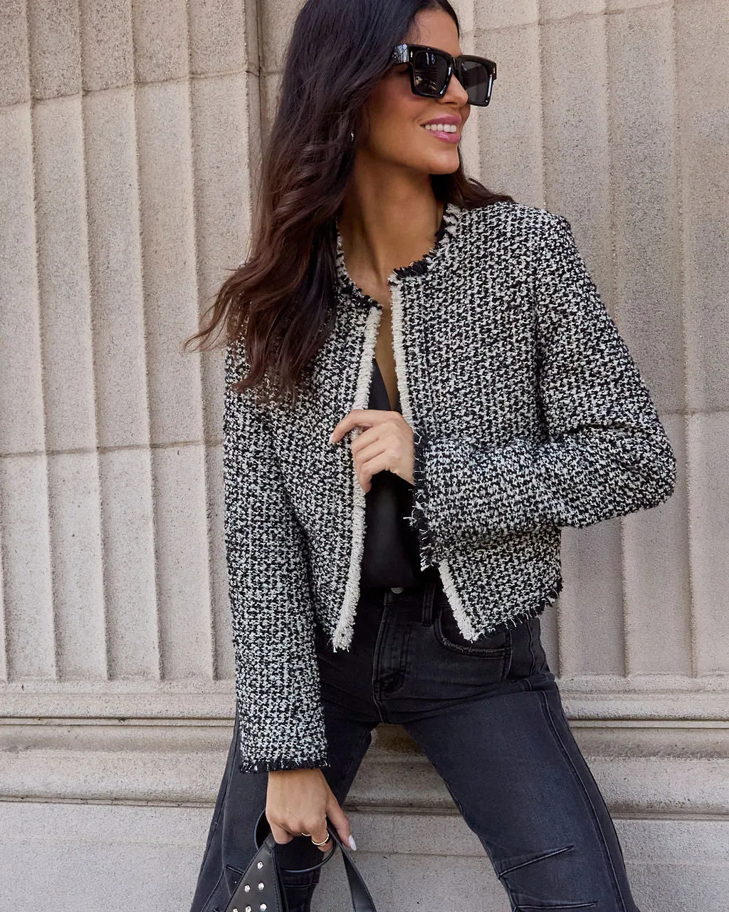 Allyson Open Front Tweed Jacket