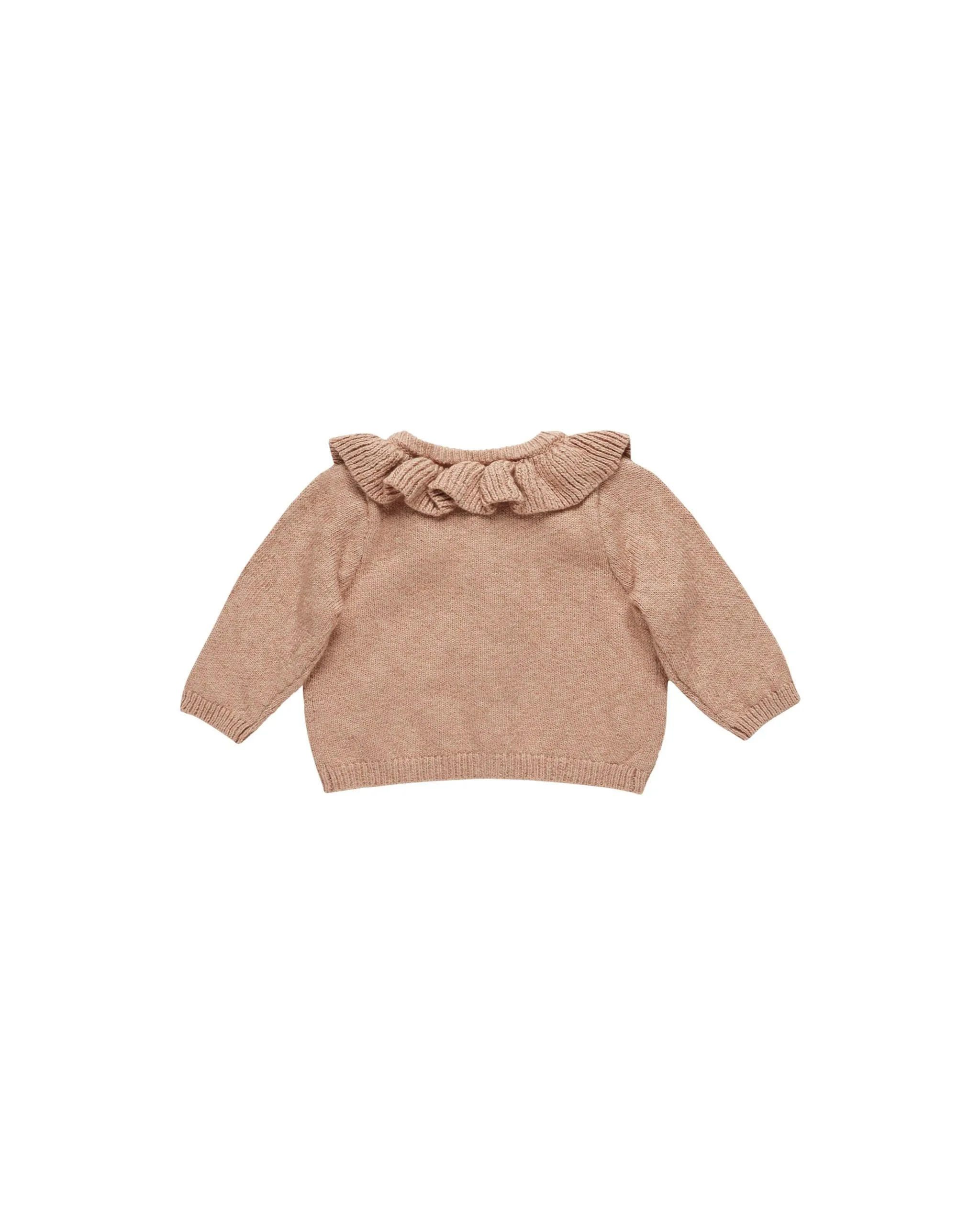 Baby Girl Sweaters | Ruffle Collar Cardigan - Rose | Quincy Mae