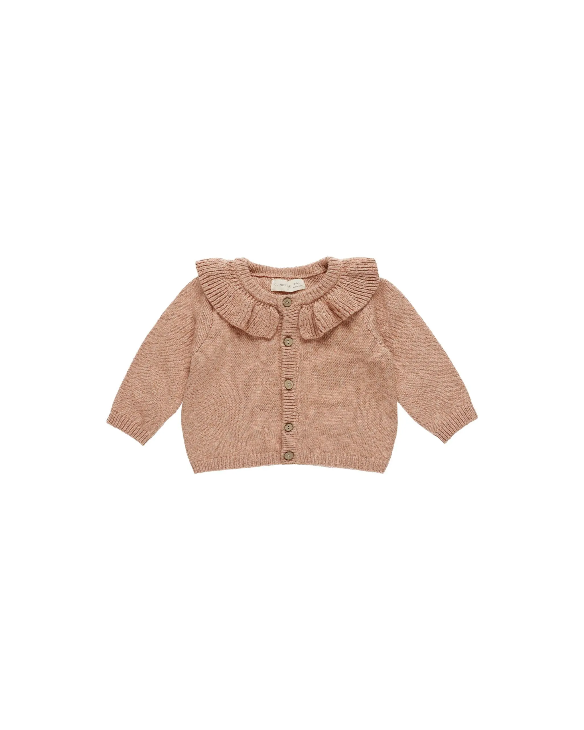 Baby Girl Sweaters | Ruffle Collar Cardigan - Rose | Quincy Mae