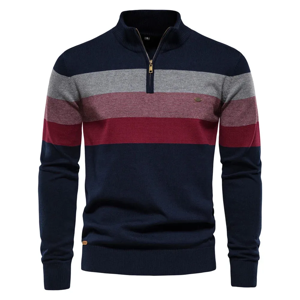 Brand Quality Cotton Sweater for Men Half Zipper Pullover Autumn Winter Warm Mens Sweaters