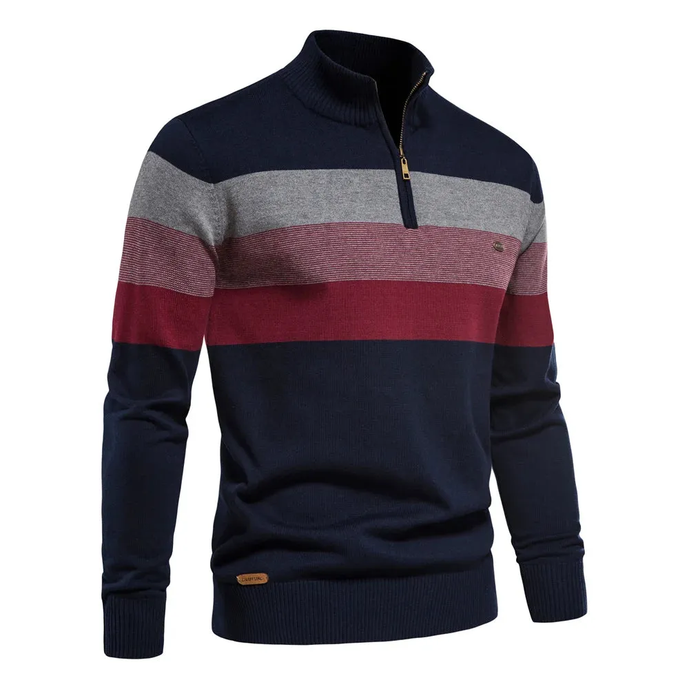 Brand Quality Cotton Sweater for Men Half Zipper Pullover Autumn Winter Warm Mens Sweaters