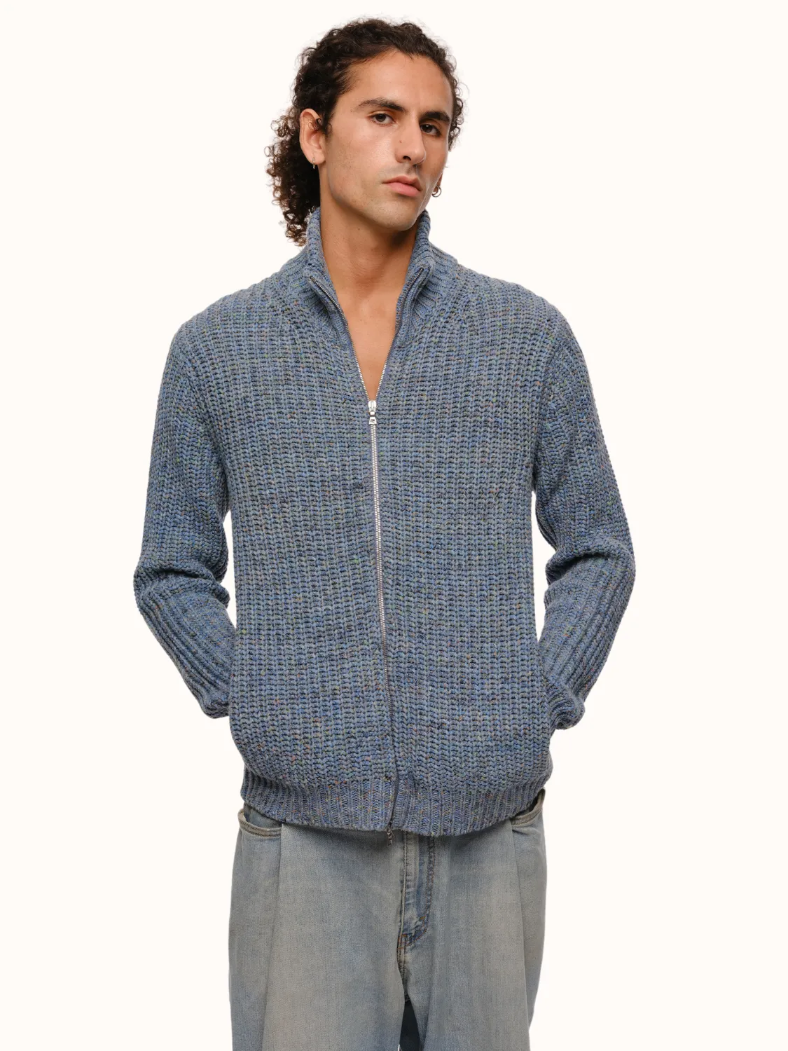 Dave Zip Cardigan in a Recycled Cotton Blend