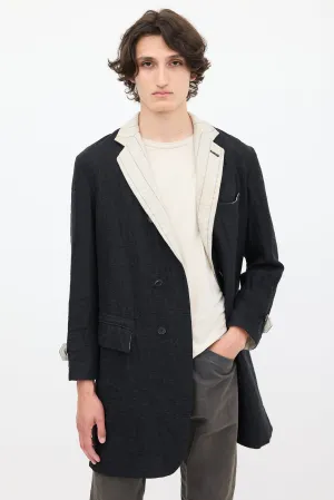 Forme Black Wool Double Lapel Coat