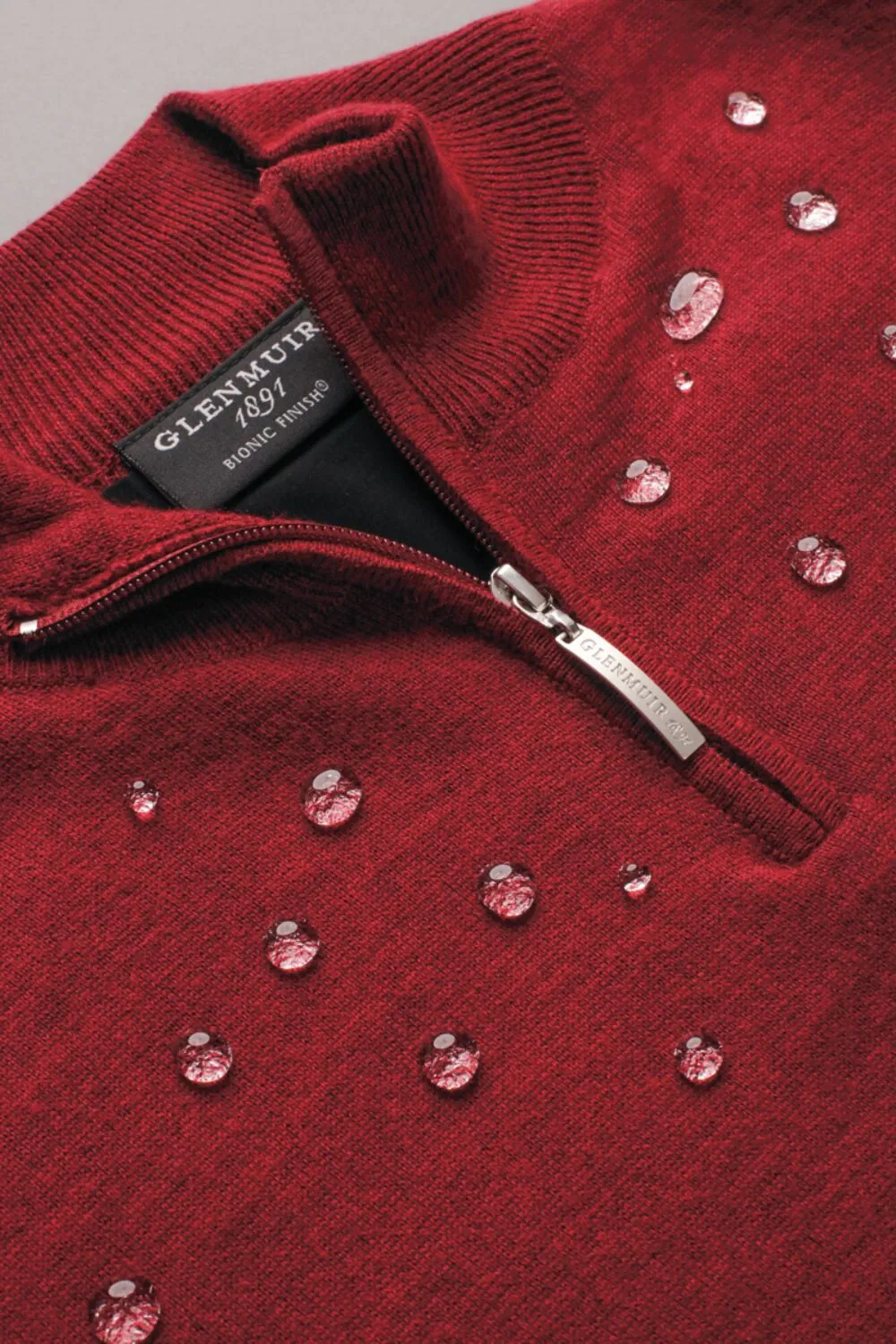 GLENMUIR Samuel Quarter Zip Water Repellent Lined Merino Blend Golf Sweater - Mens - Garnet Marl