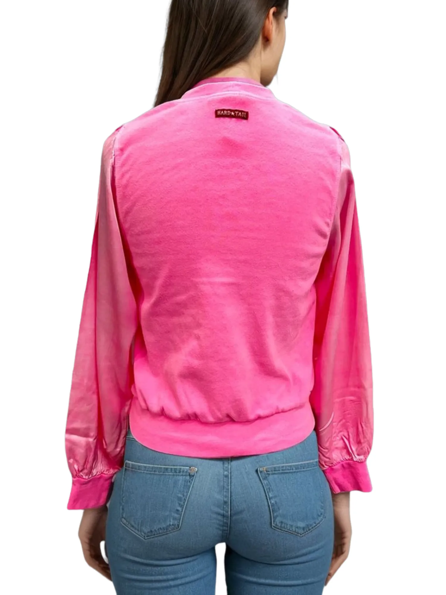 Hard Tail Satin Sleeve Banded Top (Style SAT-46)