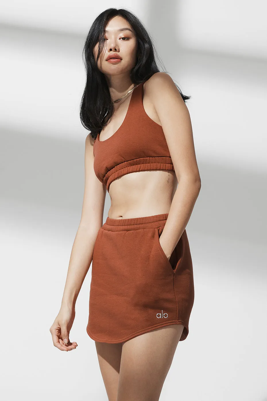 High-Waist Accolade Skirt - Rust