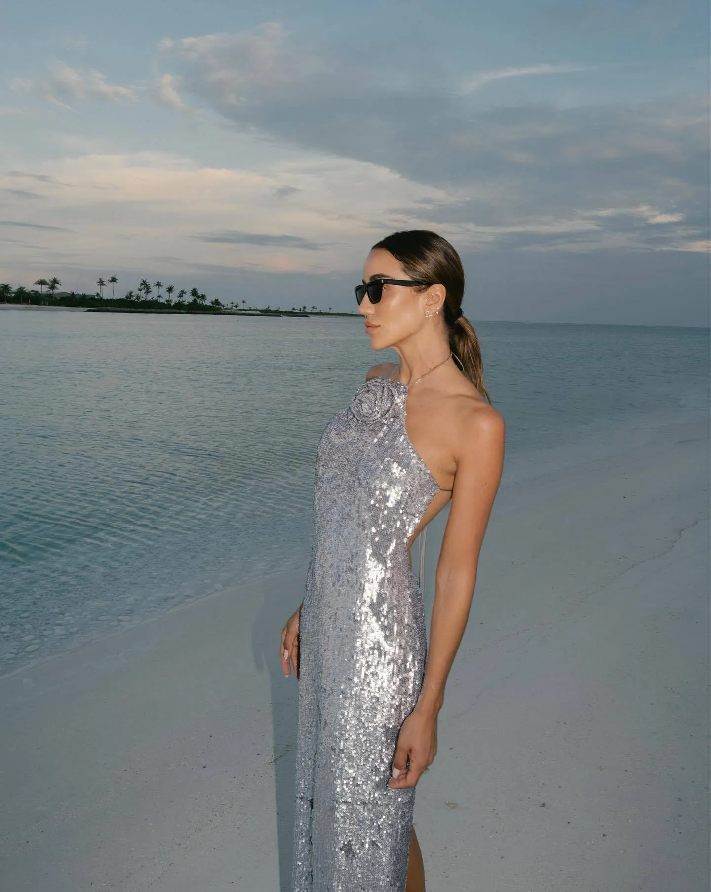 Jaliya Silver Sequin Gown