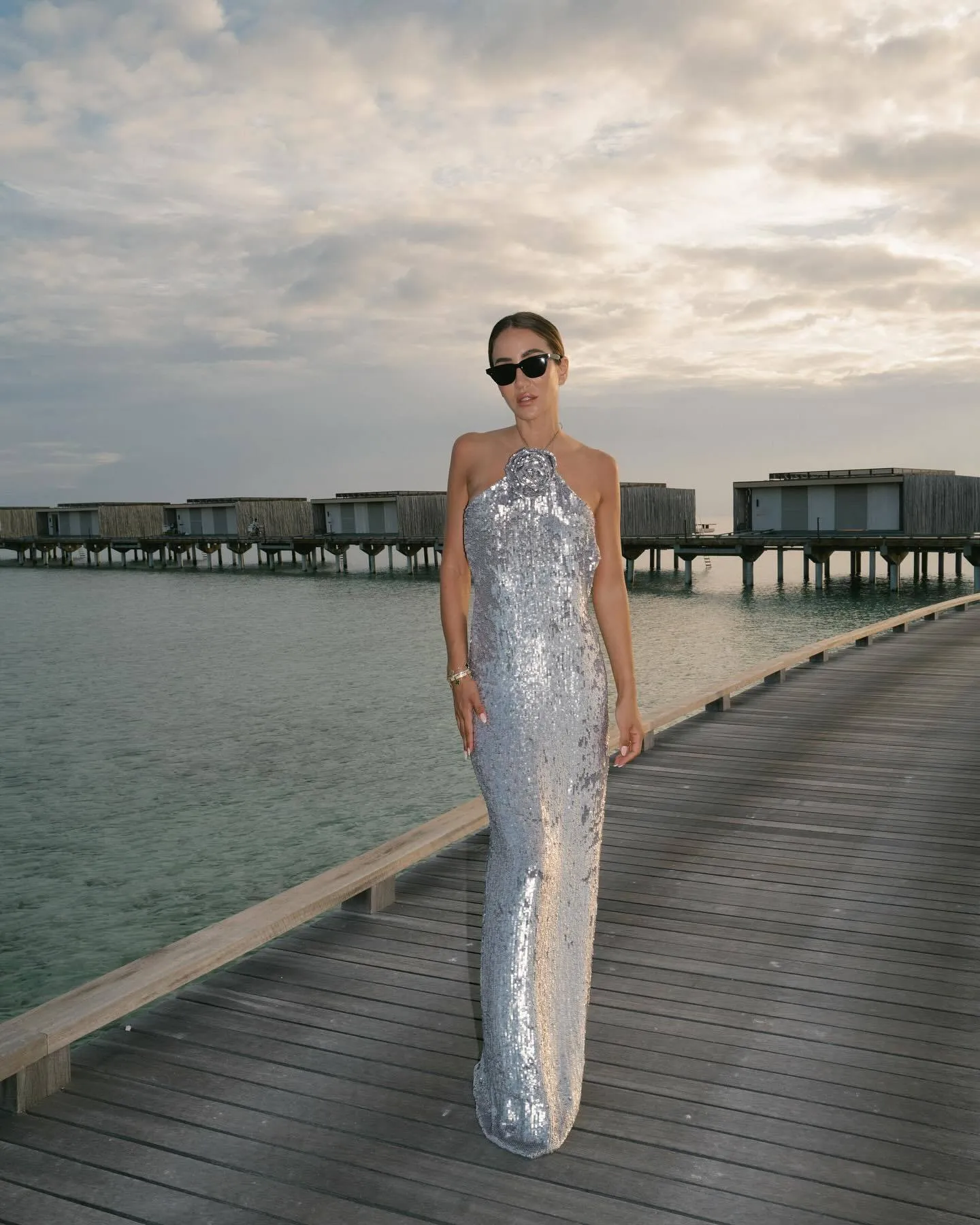 Jaliya Silver Sequin Gown