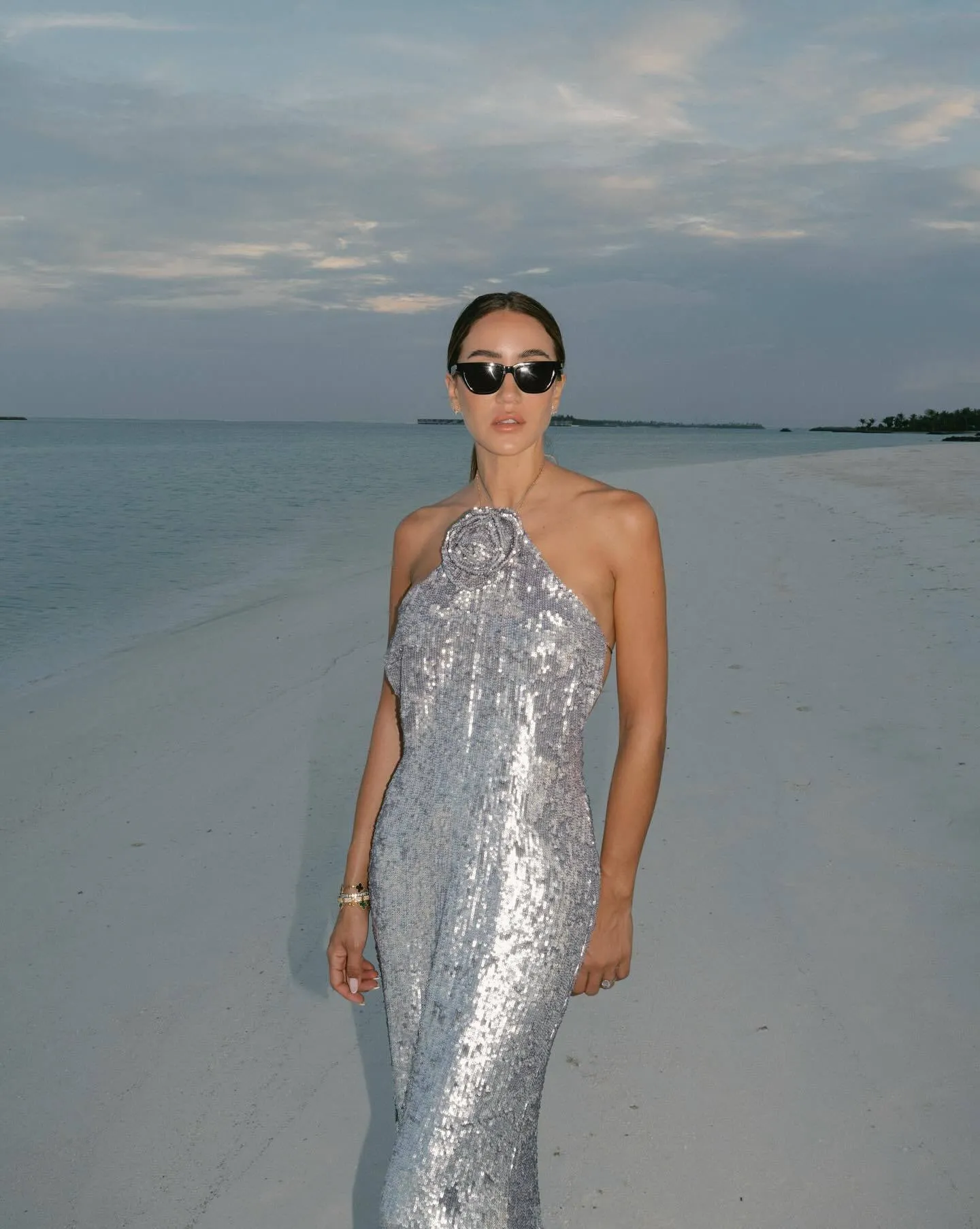 Jaliya Silver Sequin Gown