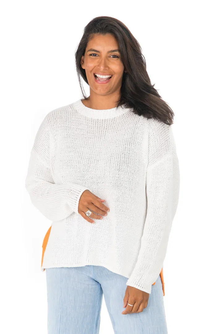 Julie Sweater - White With Papaya