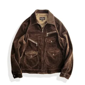 Men's Corduroy Jacket with Multi-pockets - Short Regular Fit Safari Style