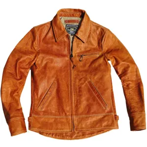 Men's Horsehide Leather Jacket - Short Slim Fit Biker Wear