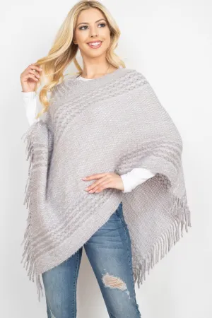 MS0197 June Knit Fringe Poncho