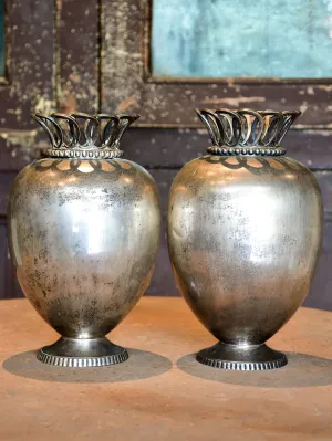 Pair of 19th century silver-plate French vases