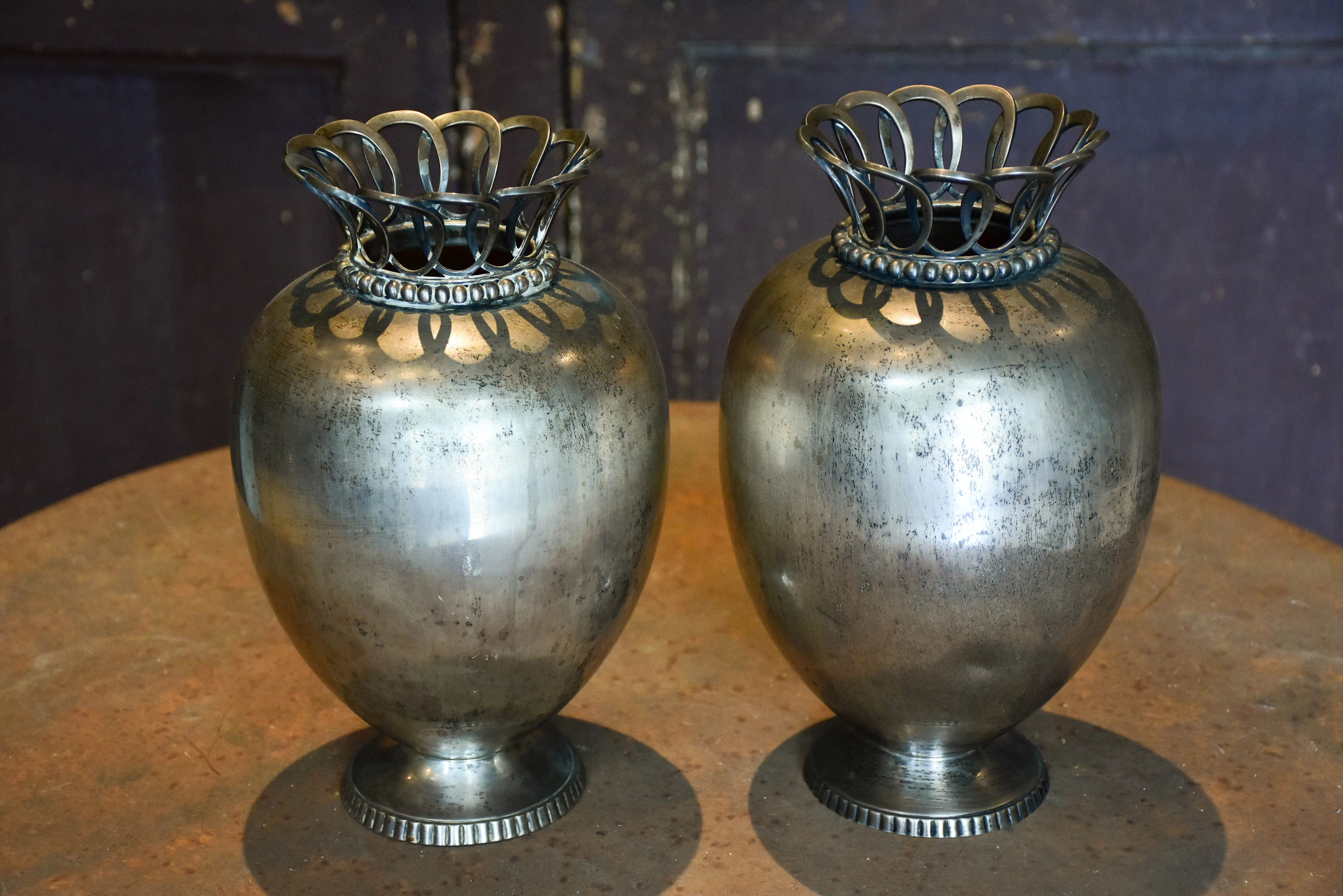 Pair of 19th century silver-plate French vases