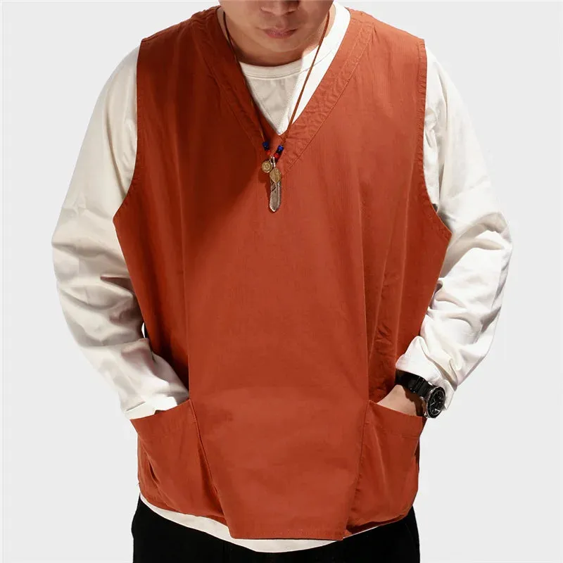 Solid Color Reversible Vest for Men - Streetwear Casual Outerwear