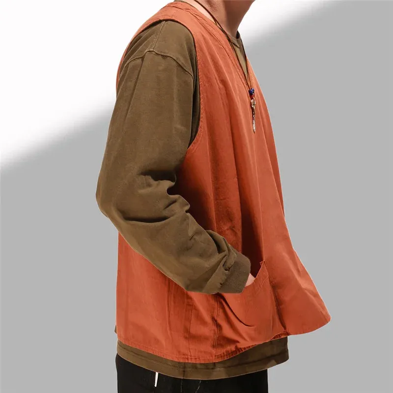 Solid Color Reversible Vest for Men - Streetwear Casual Outerwear