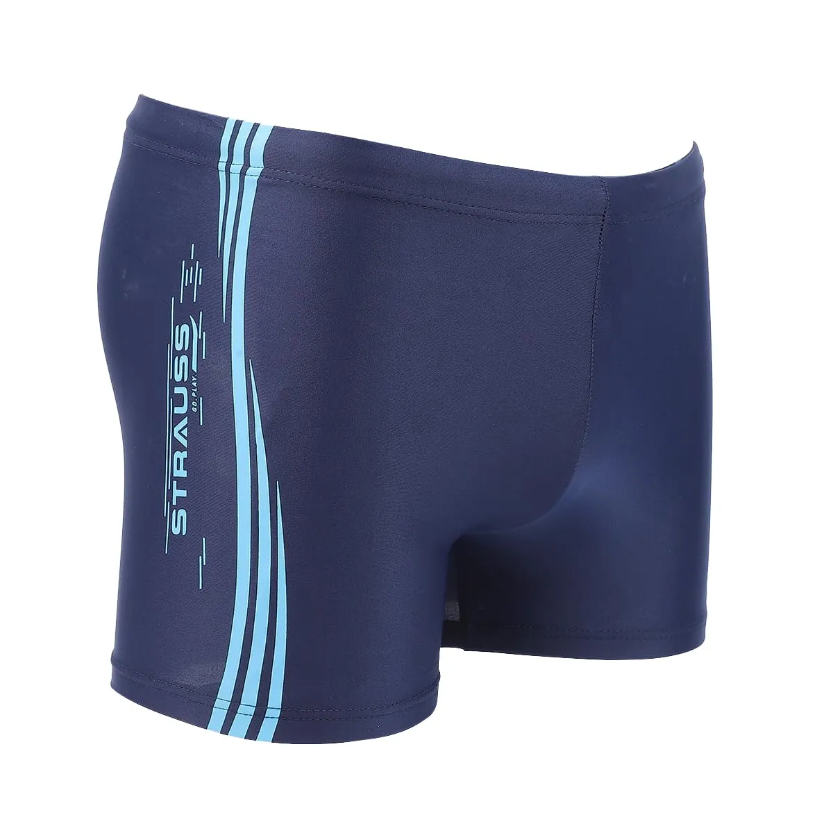 STRAUSS Swimming Shorts | Swimming Trunks for Men | Can Be Used for Gym, Running, Cycling, Swimming, Basketball, Cricket, Yoga, Football, Tennis, Badminton & More | Size: S, (Blue Lines)