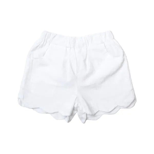 White Scalloped Hem Shorts