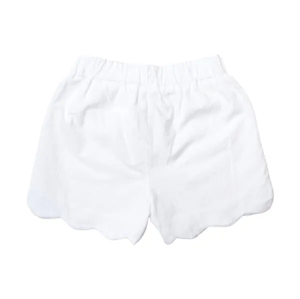 White Scalloped Hem Shorts