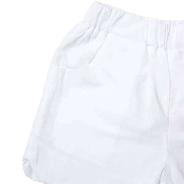 White Scalloped Hem Shorts