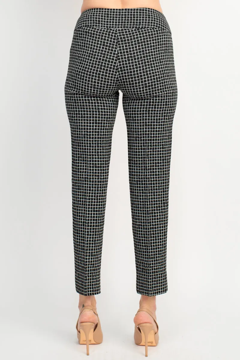 Zac & Rachel black white irregular mini square print fitted pants